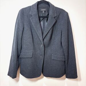 Talbots Dark Gray Knit Blazer Women L Cotton Stretchy Comfort Neutral Office